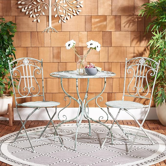 Safavieh Outdoor Collection PAT5028 Bistro Set, Antique Dark Green | Amazon (US)