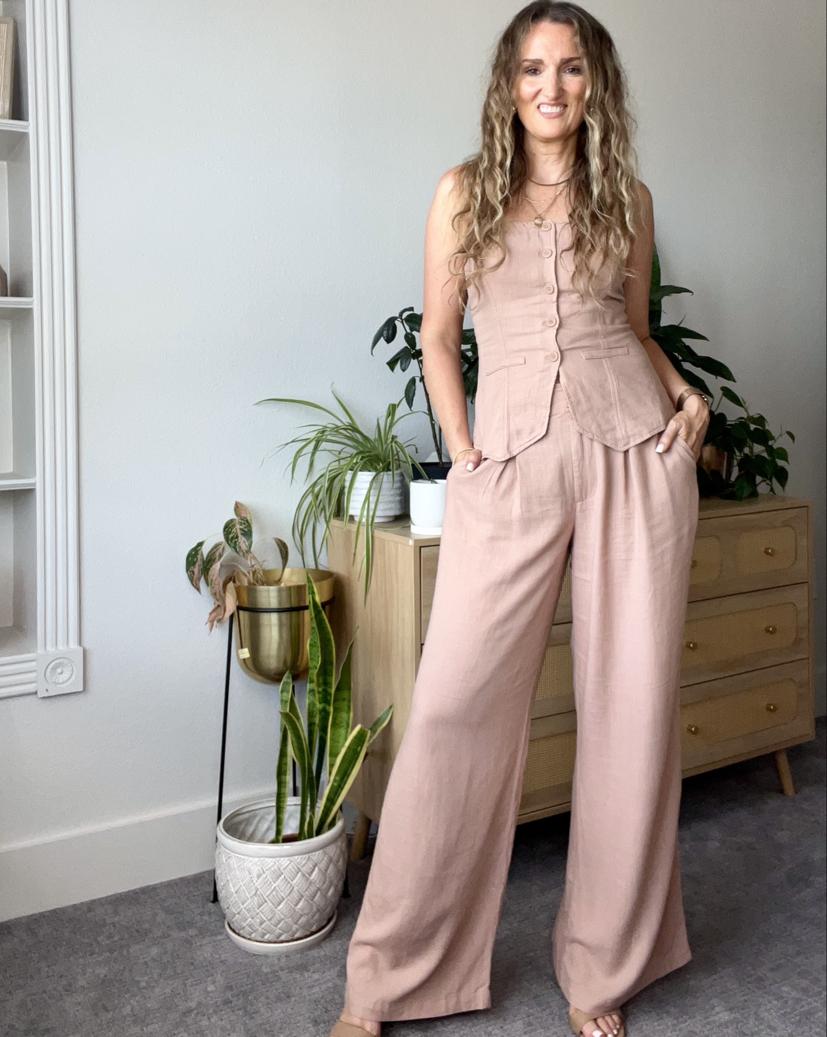 The perfect linen set in my fav color! 

I’m 5’8 and the length is long and perfect!! 

Top is extra small bottoms is small .

Target fashion / target style / summer fashion / matching set / womens fashion / summer outfits / wide leg pants / linen pants 

#LTKWorkwear #LTKStyleTip #LTKFindsUnder100