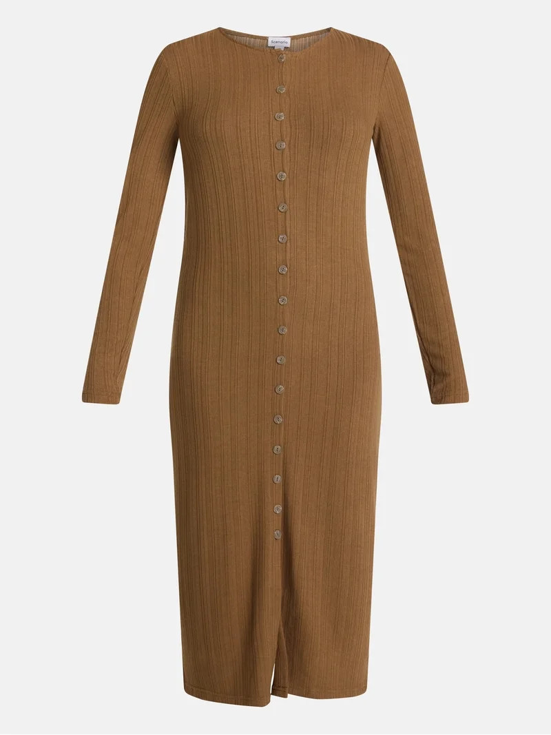Scenario Women's Cardigan Midi Dress with Long Sleeves, Sizes XS-XXXL | Walmart (US)