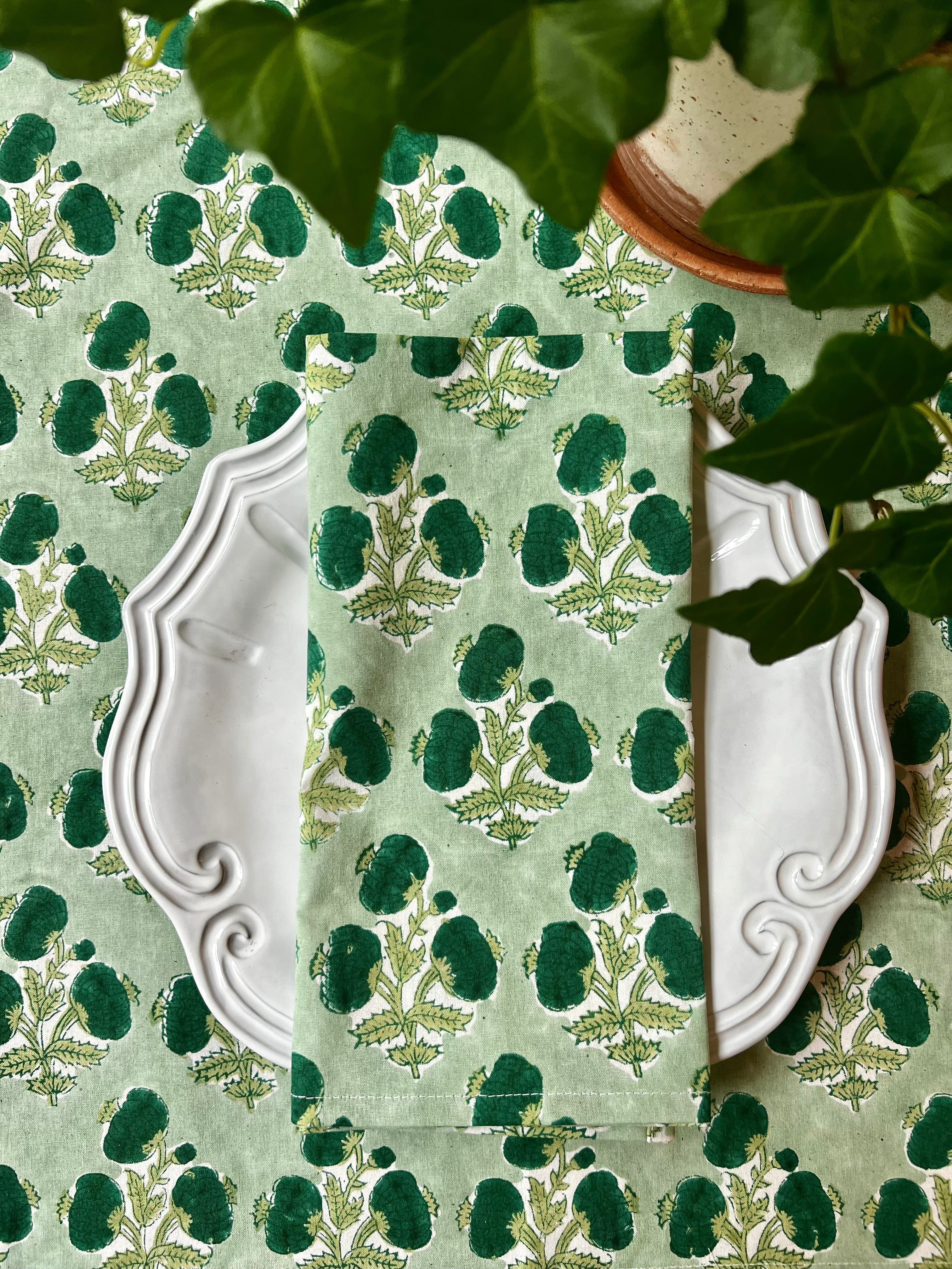 Poms Napkins in Emerald Green- Set of 4 | Christina Dickson Home