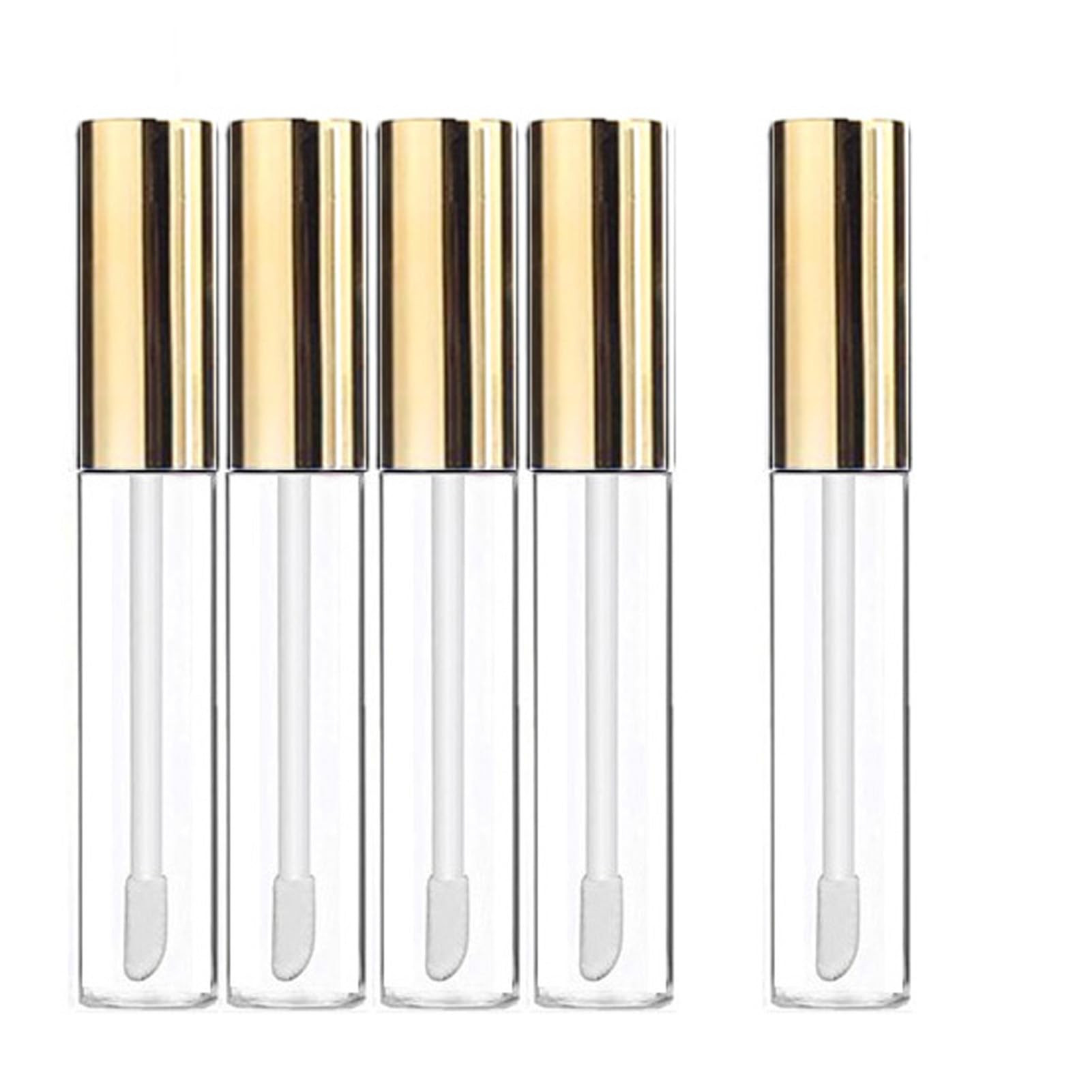 KEAIYYJ- Empty Lip Gloss Tubes with Wand, Lip Balm Containers, Gold 10ml 5 Pack | Amazon (US)