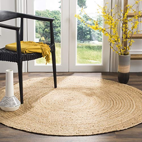 SAFAVIEH Natural Fiber Round Collection 5' Round Natural NF801N Handmade Boho Braided Jute Area R... | Amazon (US)