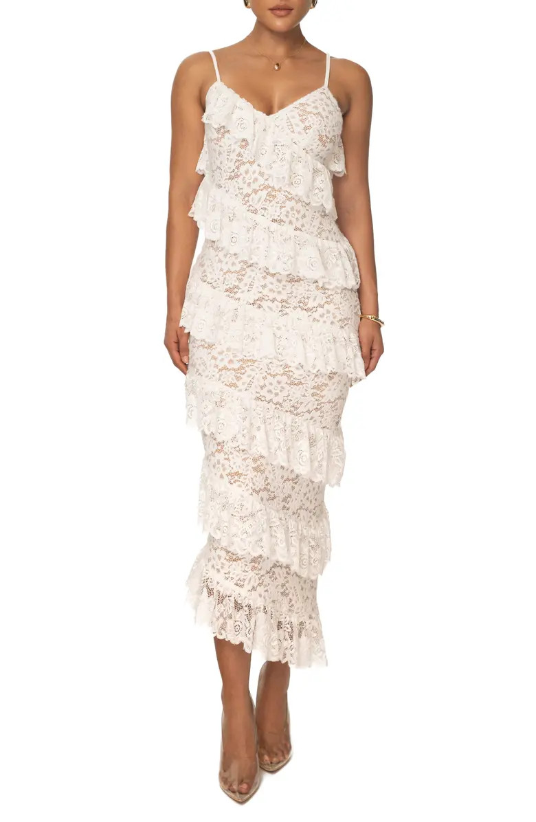 Forever Ruffle Lace Midi Dress | Nordstrom