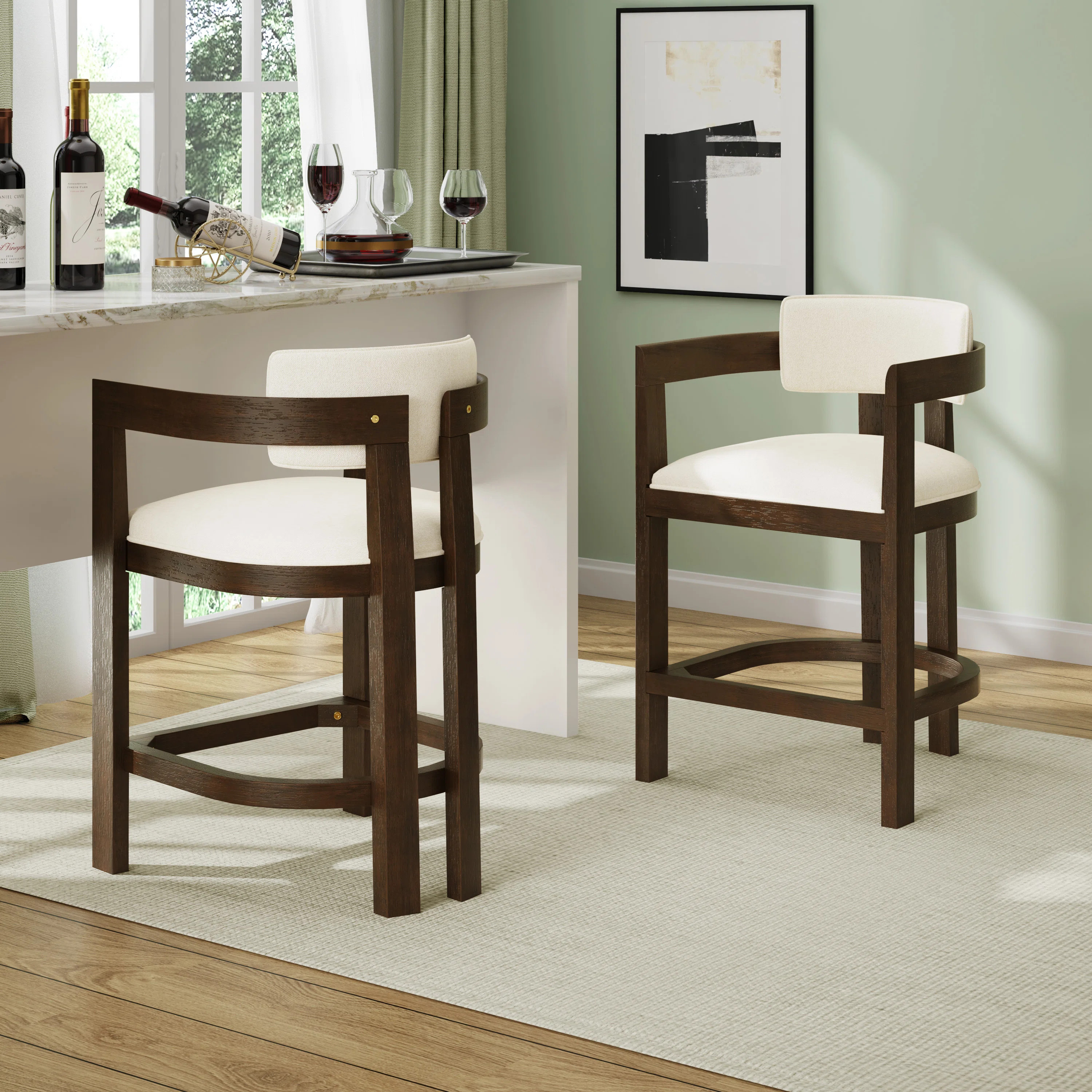 Royce 26" Wood Upholstered Barstools | Wayfair North America
