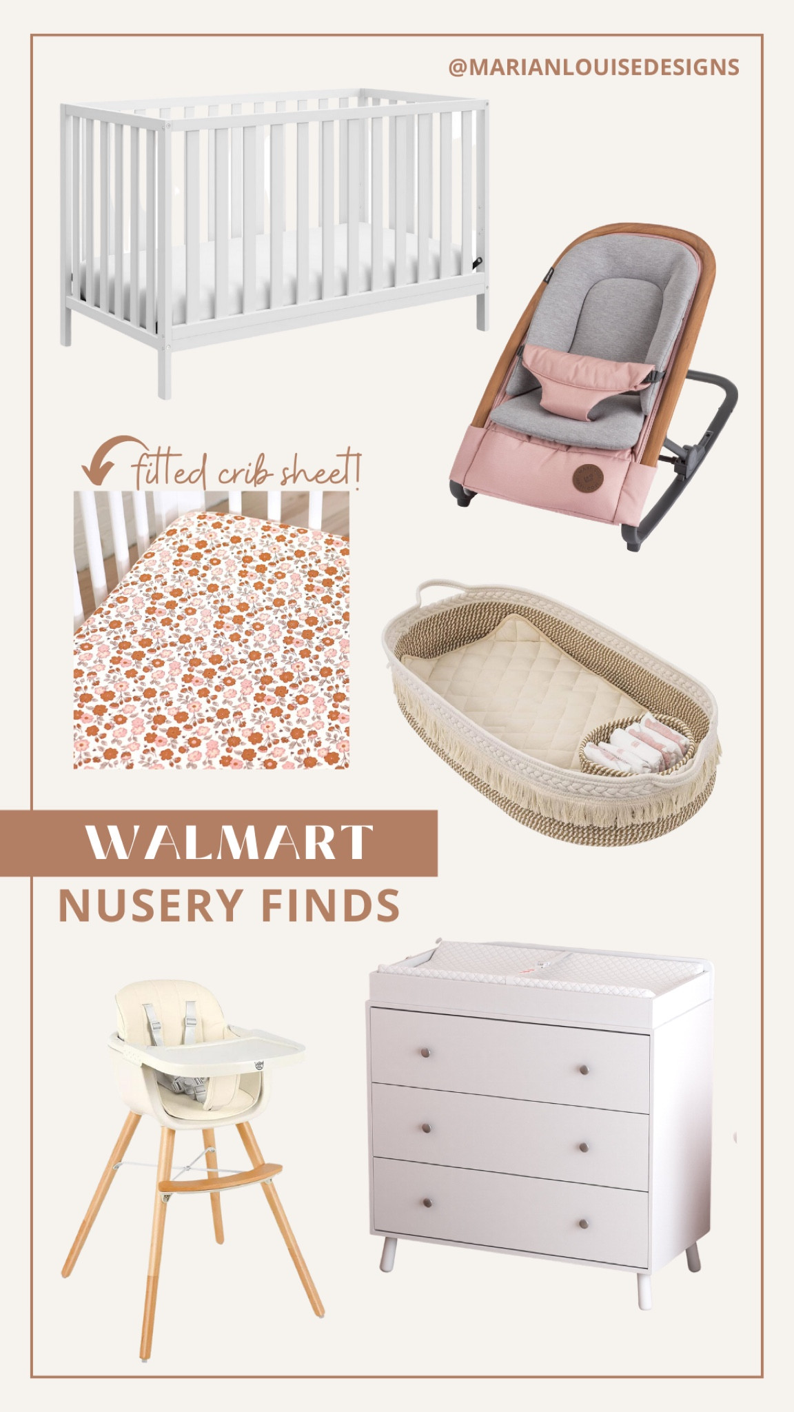 Nursery Finds. Baby Changing Basket. Changing Table and Dresser. Wooden High Chair. Walmart. 🤍

#LTKbaby #LTKhome #LTKFind
