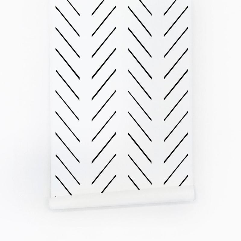 Black Delicate Herringbone Wallpaper | Project Nursery