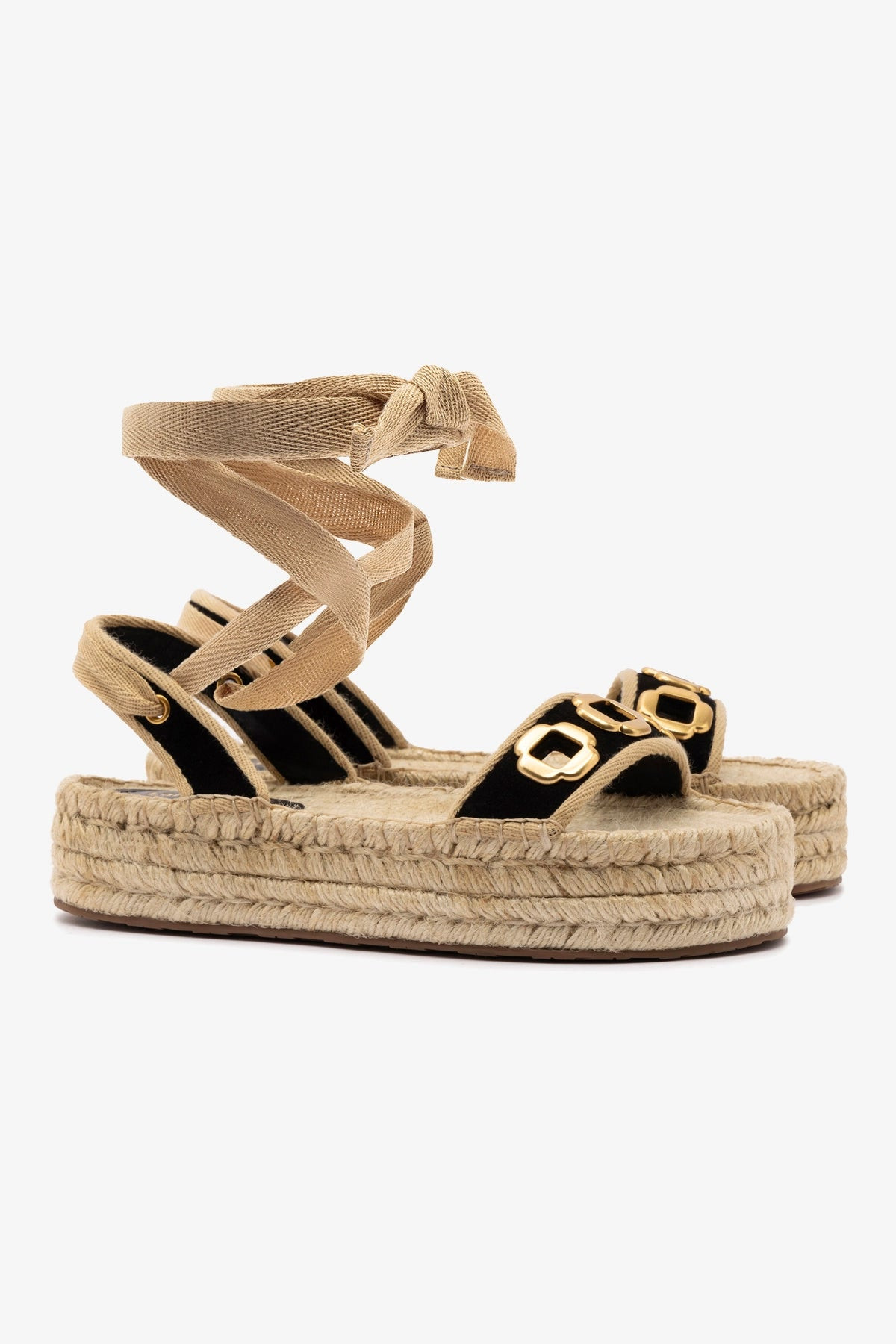 Milan Espadrille Flatform In Black Suede | Larroude