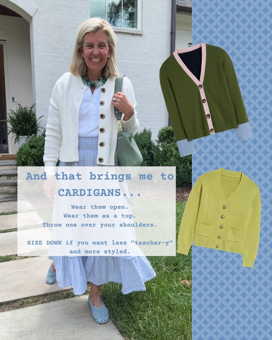 There is certainly nothing boring about this outfit…especially this gauze skirt. I also have it in navy and I could not love it more. I wear an XS top, skirt & cardigan. 

#LTKdayinmylife #LTKootd #LTKmomlife