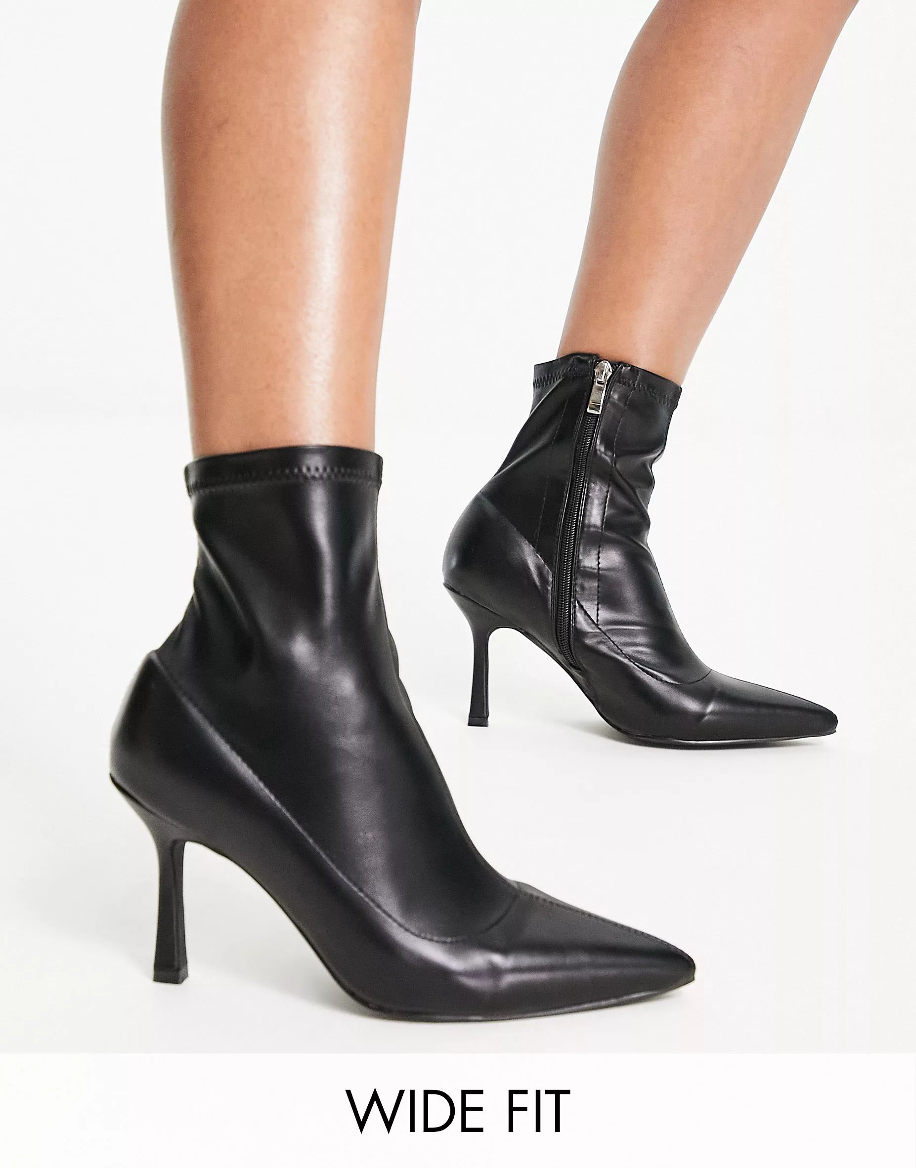 RAID Wide Fit Renata stiletto heel ankle boots in black | ASOS (Global)