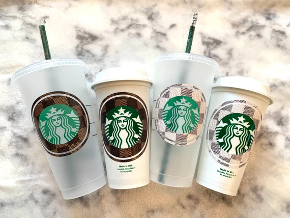 Checkered Custom Starbucks Cup, Designer Inspired. | Etsy (US)