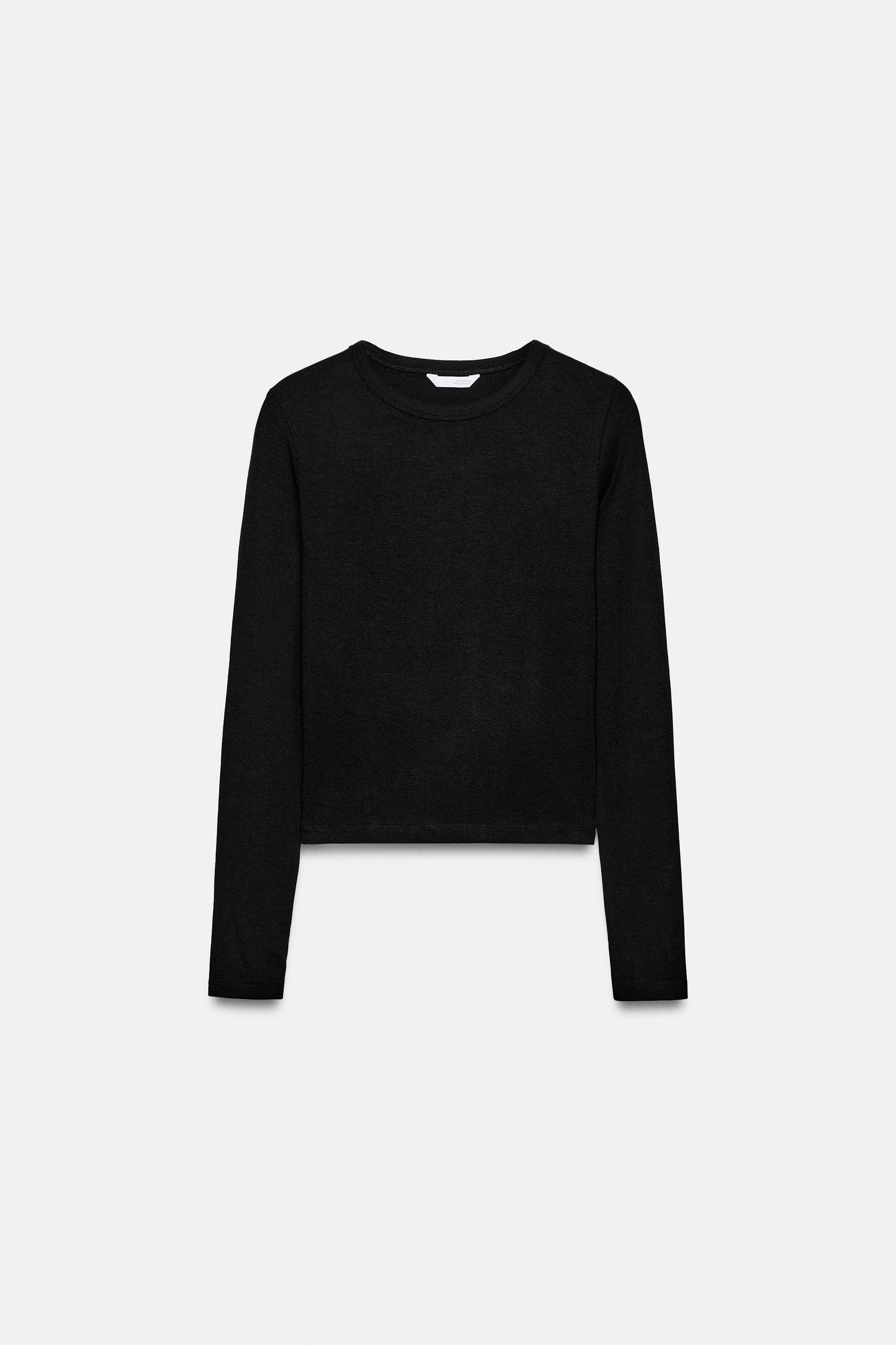 LONG SLEEVE COTTON T-SHIRT | Zara US