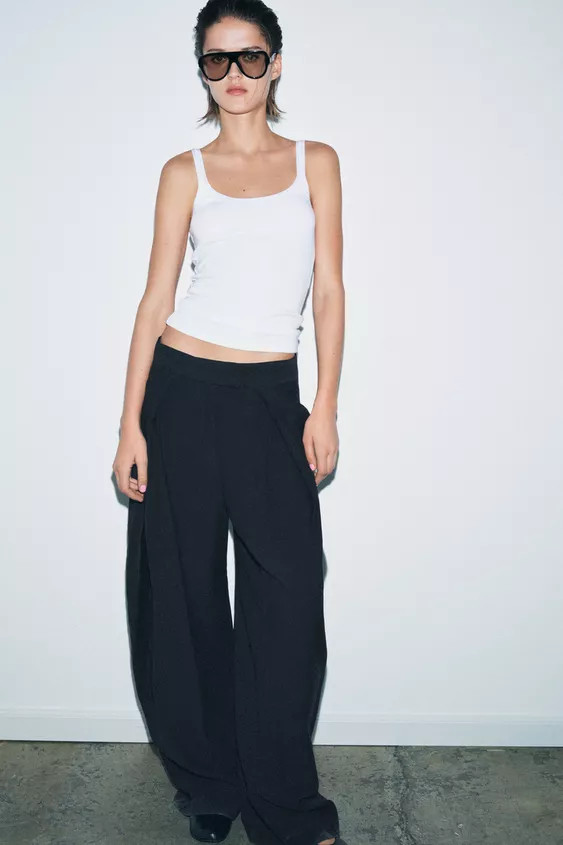 ZW COLLECTION WIDE LEG PLEATED PANTS | Zara Canada