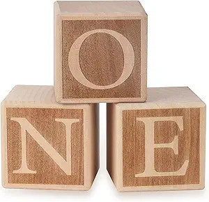 ONE Sign Blocks (1.9 inches/5cm, Squared) for Baby First Birthday Decorations Props, One Birthday... | Amazon (US)