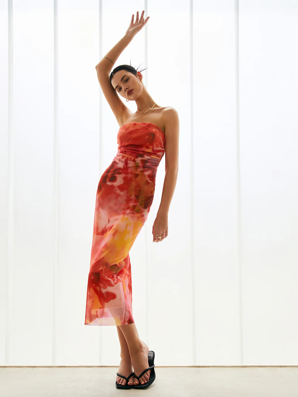 Semi-Sheer Mesh Midi Tube Dress | Commense