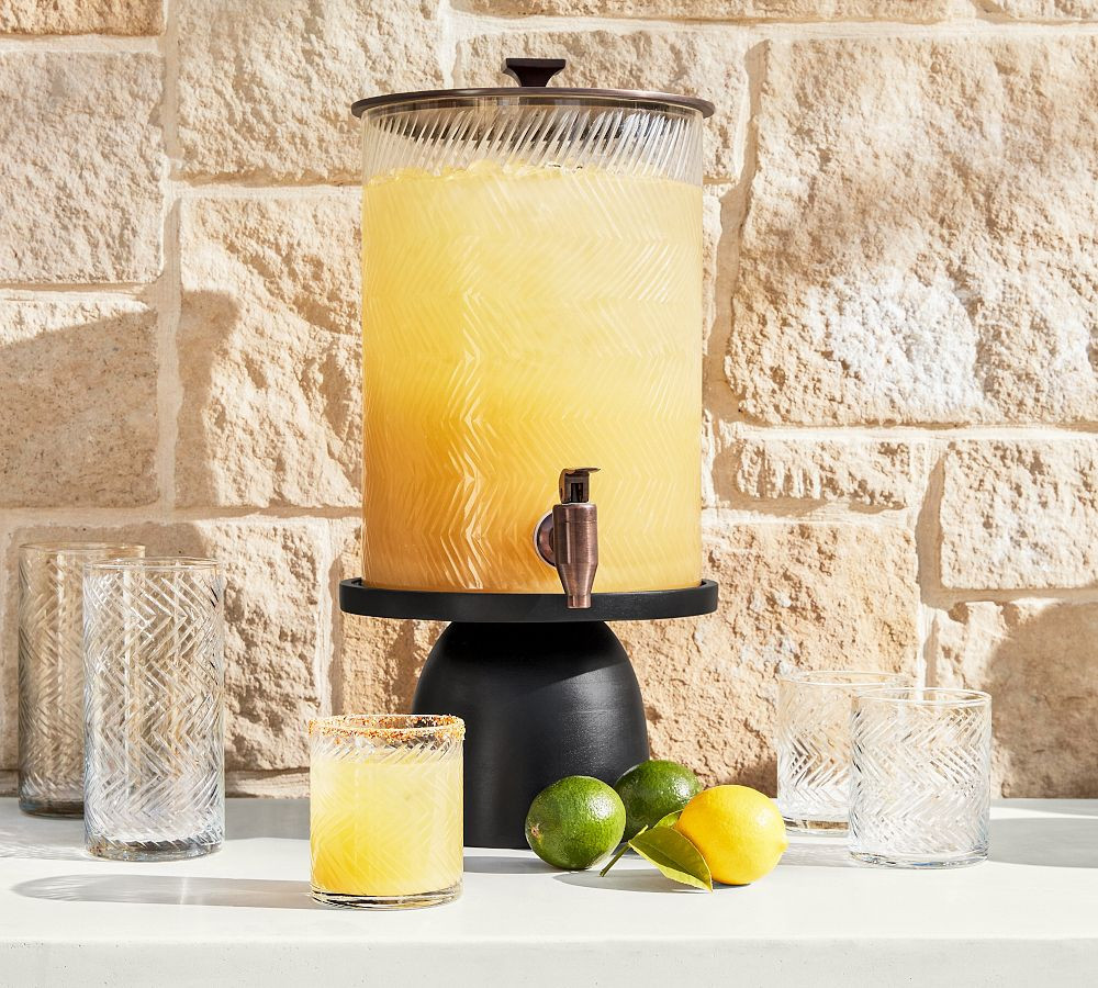 Sweet July Herringbone Handcrafted Glass Drink Dispenser & Stand | Pottery Barn (US)