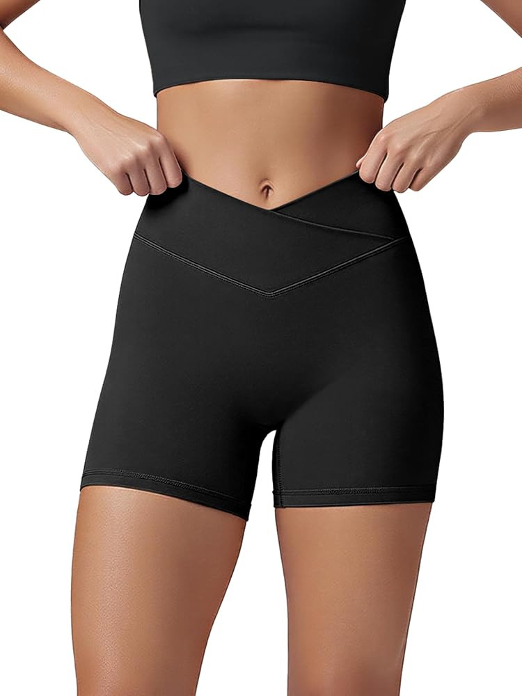 ODODOS Women's Hidden Scrunch Butt Lifting Crossover Shorts - 5" No Front Seam High Waist Booty S... | Amazon (US)