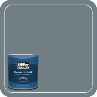 BEHR ULTRA 1 qt. #BXC-48 Courtyard Blue Extra Durable Satin Enamel Interior Paint & Primer 775404... | The Home Depot