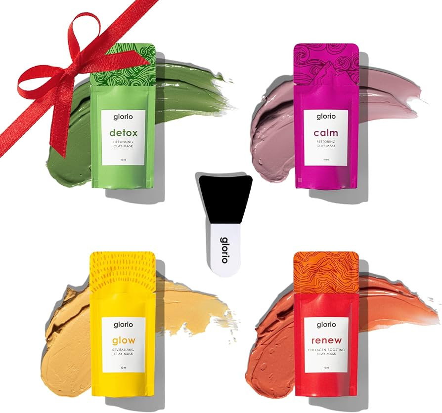 Glorio Facial Treatment Clay Masks Discovery Kit, Pack of 4 (1.6 oz with Applicator) Face Mask Sk... | Amazon (US)