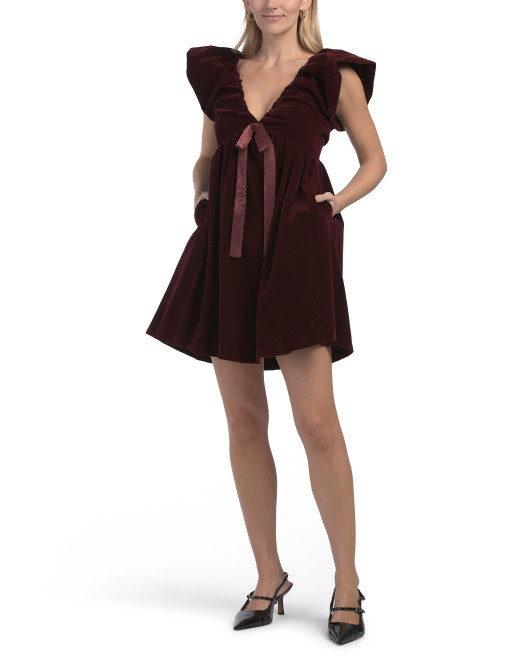 Velvet Satin Bow Mini Dress | TJ Maxx