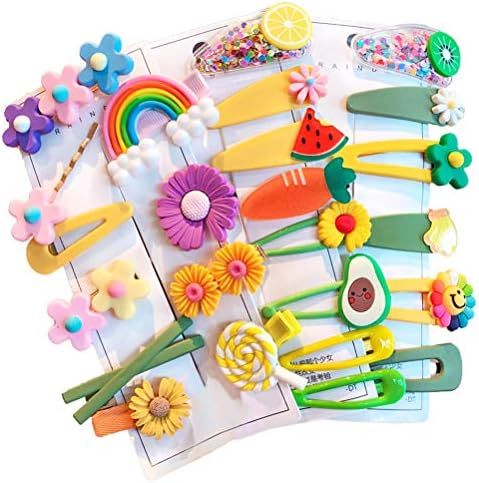 Baby Girl's Hair Clips Cute Hair Accessories Colorful Rainbow Flower Fruit Dessert Patterns Barre... | Amazon (US)