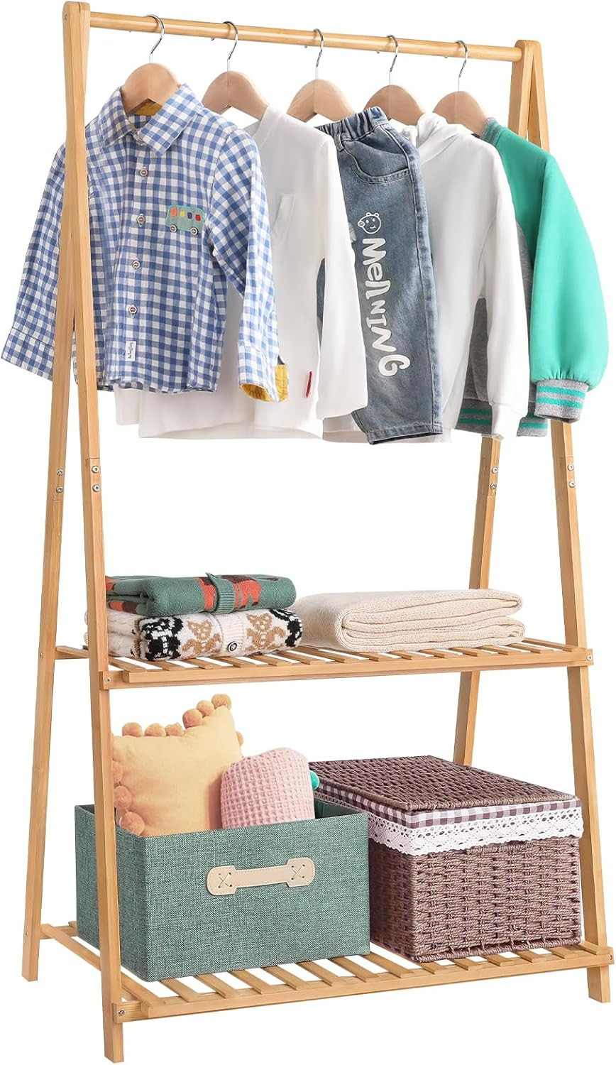 Jotsport Small Clothes Rack Kids Dress Up Storage for Playroom, Toddlers Bedroom, Bamboo Child Ga... | Amazon (US)