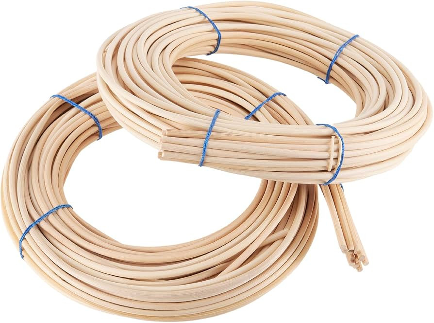 KOHAND 2 Pack 0.2 Inch 65 Feet Round Reed Spline,Chair Cane for DIY Craft Rattan Cane Webbing Bas... | Amazon (US)