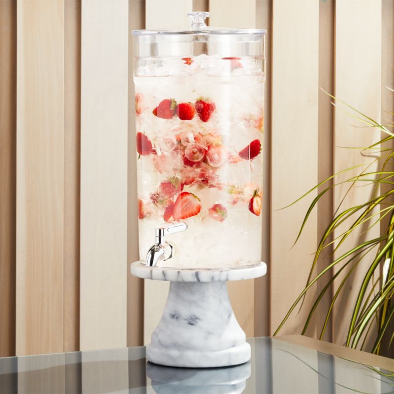 Claro Acrylic Drink Dispenser with French Kitchen Stand + Reviews | Crate & Barrel | Crate & Barrel