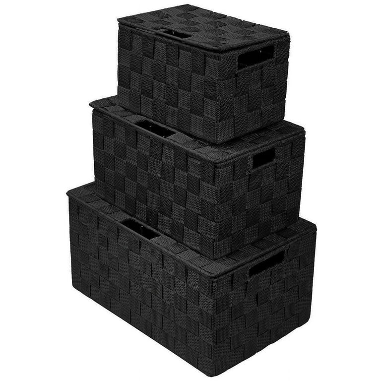 Sorbus 3 Piece Basket Storage Organization Set - Weave Fabric Bins, Black | Walmart (US)
