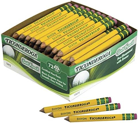 Ticonderoga Golf Pencils With Erasers, #2 HB Lead, Yellow, Pack Of 72 | Amazon (US)