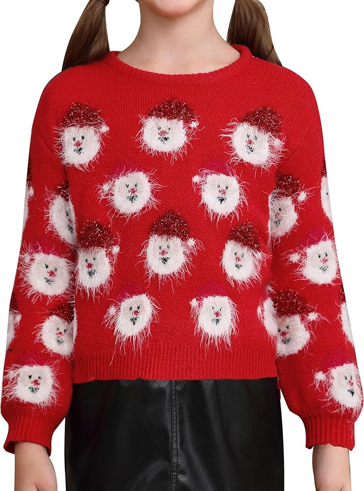 Girl's Ugly Christmas Sweater Knitted Santa Xmas Outfit 2-14 Years | Amazon (US)