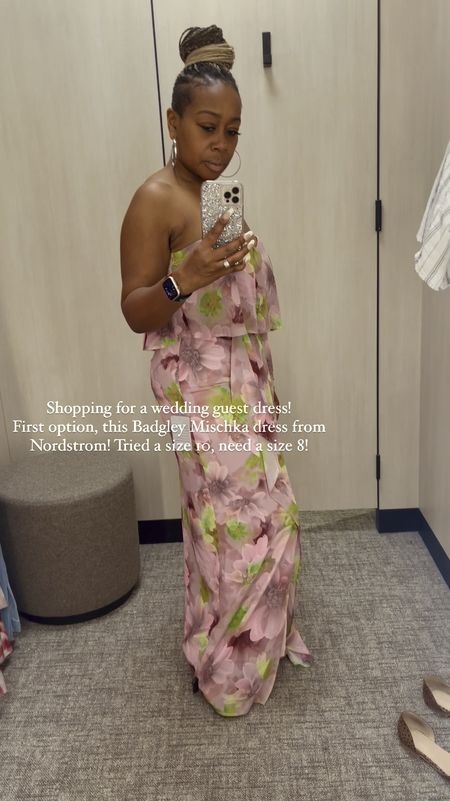 Wedding guest dress shopping at Nordstrom. Tried this Badgley Mischka dress in a size 10 but definitely need to size down.  👗 
#weddingguest #dress

#LTKWedding #LTKVideo