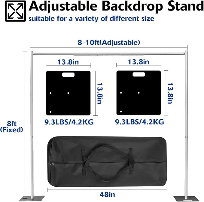 Pipe and Drape Backdrop Stand,8ft x 10ft Backdrop Stand, Adjustable Metal Heavy Duty Wedding Back... | Amazon (US)