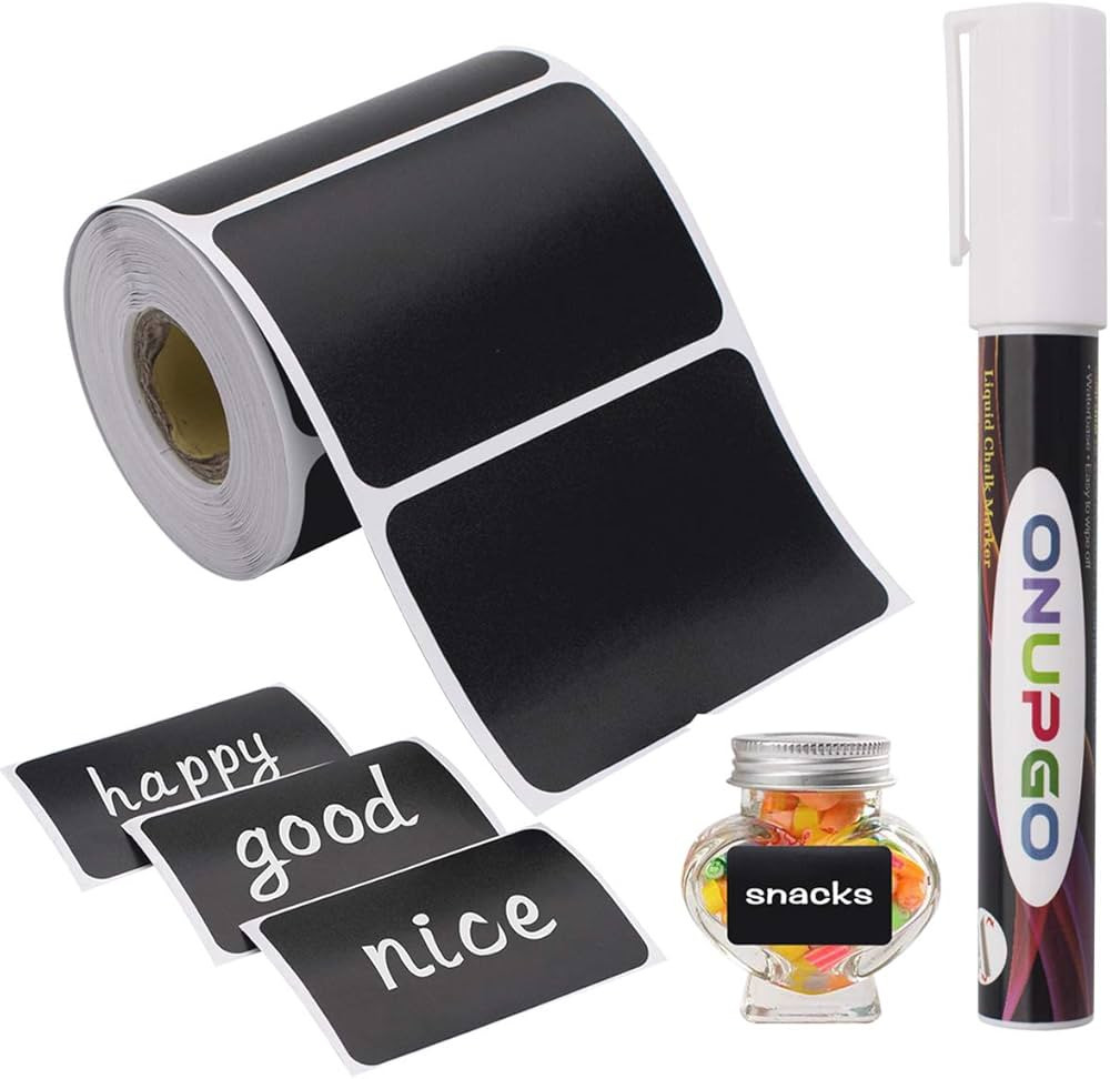 ONUPGO Chalkboard Labels-180pcs Waterproof Reusable Blackboard Stickers with 1 Liquid Chalk Marke... | Amazon (US)