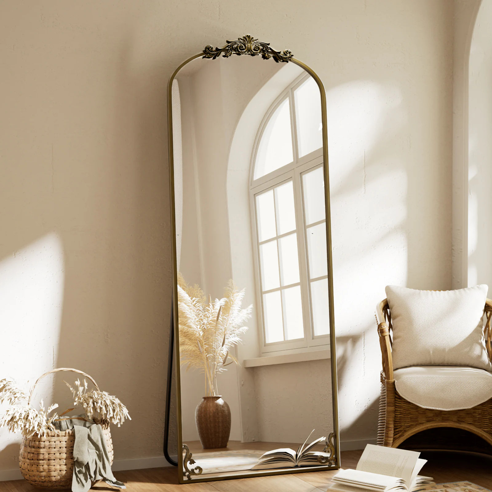 BEAUTYPEAK 24-in W x 65-in H Arch Bronze Framed Full Length Floor Mirror | LS-HT-GZ2465-R | Lowe's