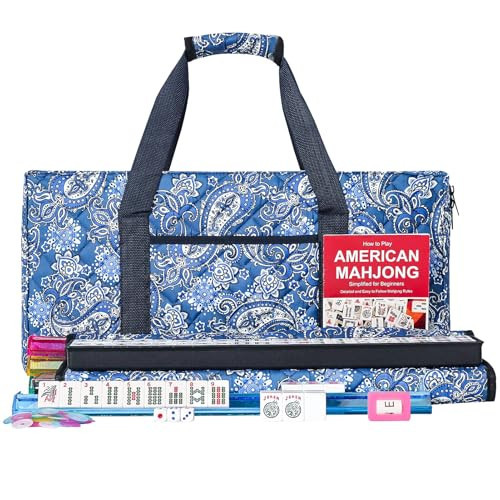 ZGME American Mahjong Set,166 Premium White Tiles with Soft Bag and Accessories,4 All-in-One Mahjong Racks with Pushers,Complete Western Mah Jongg,Mah-Jongg,Ma Jong Set | Amazon (US)