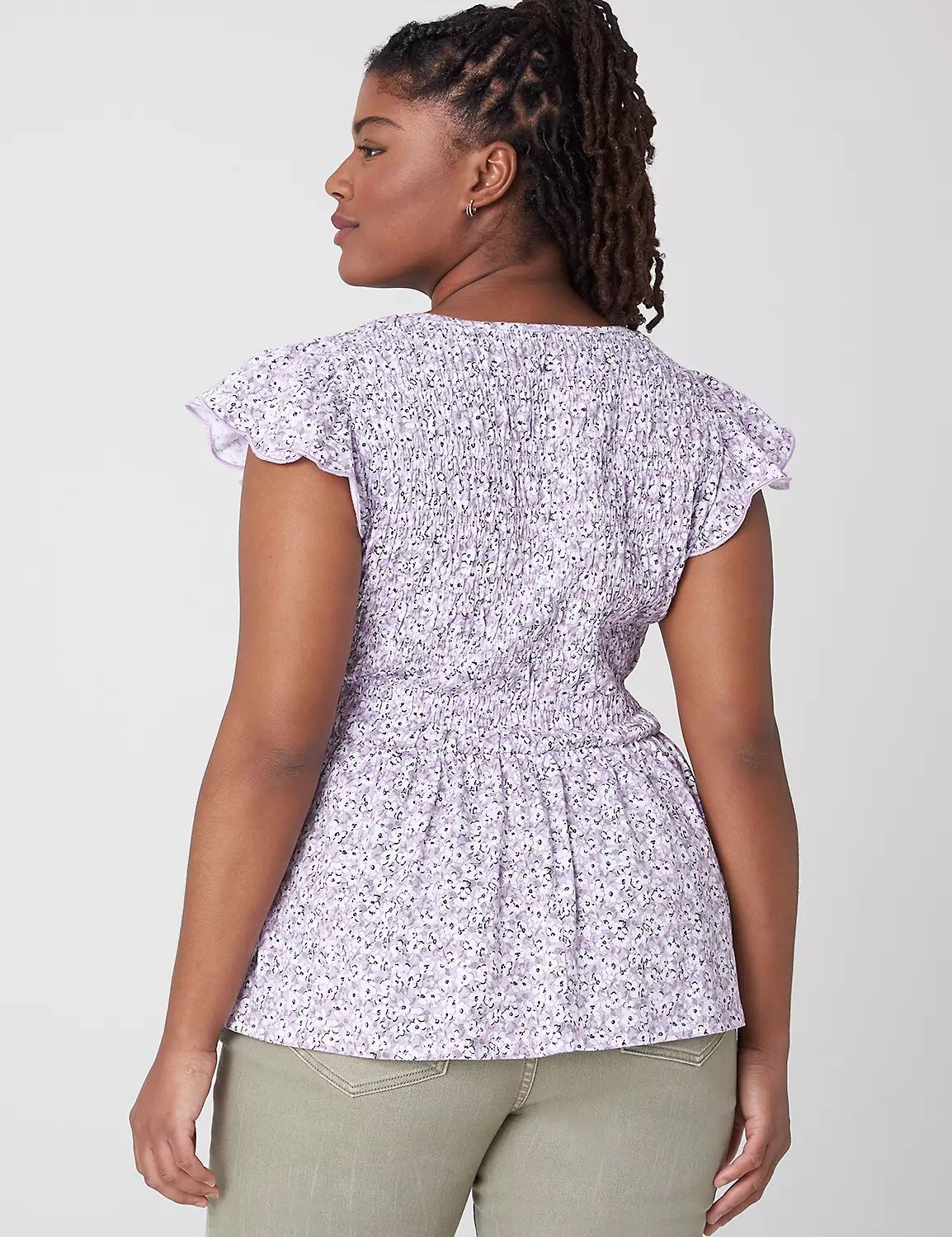 Cap Flutter-Sleeve Smocked Top | LaneBryant | Lane Bryant (US)