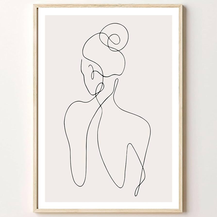 Woman Line Drawing Art Print Minimalist Feminine One Line Wall Art Female Body Print Poster Moder... | Amazon (US)