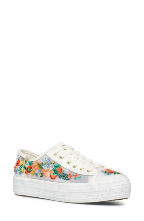Keds® x Rifle Paper Co. Triple Kick Citrus Garden Party Platform Sneaker in White at Nordstrom, Size | Nordstrom