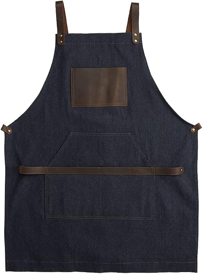 OleksynPrannyk Work Apron in Non-Waxed Canvas with Cross Straps Adjustable | Amazon (US)