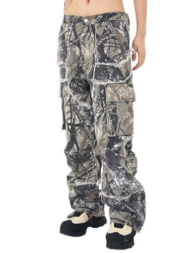 Mens Camo Cargo Pants Y2k Hip Hop Jeans Baggy Joggers Streetwear Oversized Track Pants Women | Amazon (US)