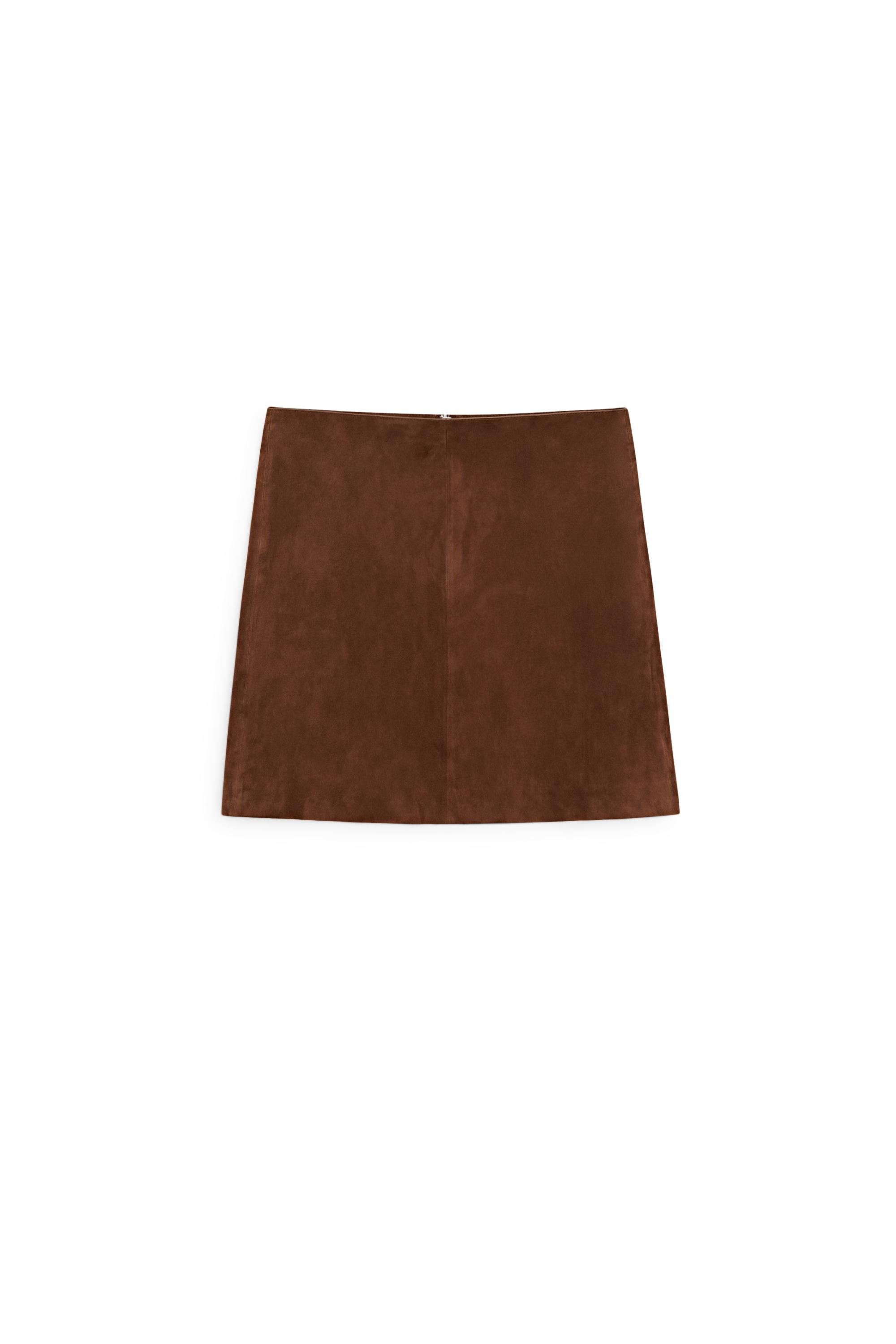 Suede leather mini skirt - MOLE BROWN | Massimo Dutti US