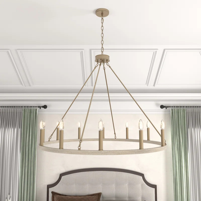 Madalyn 12 - Light Candle Style Wagon Wheel Chandelier | Wayfair North America