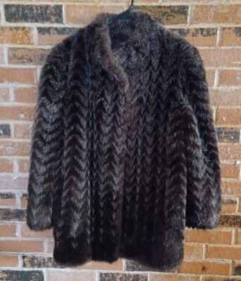 Vintage STYLE V1 LTD Brown Pattern Faux Fur  3/4 Coat - Size L? | eBay CA