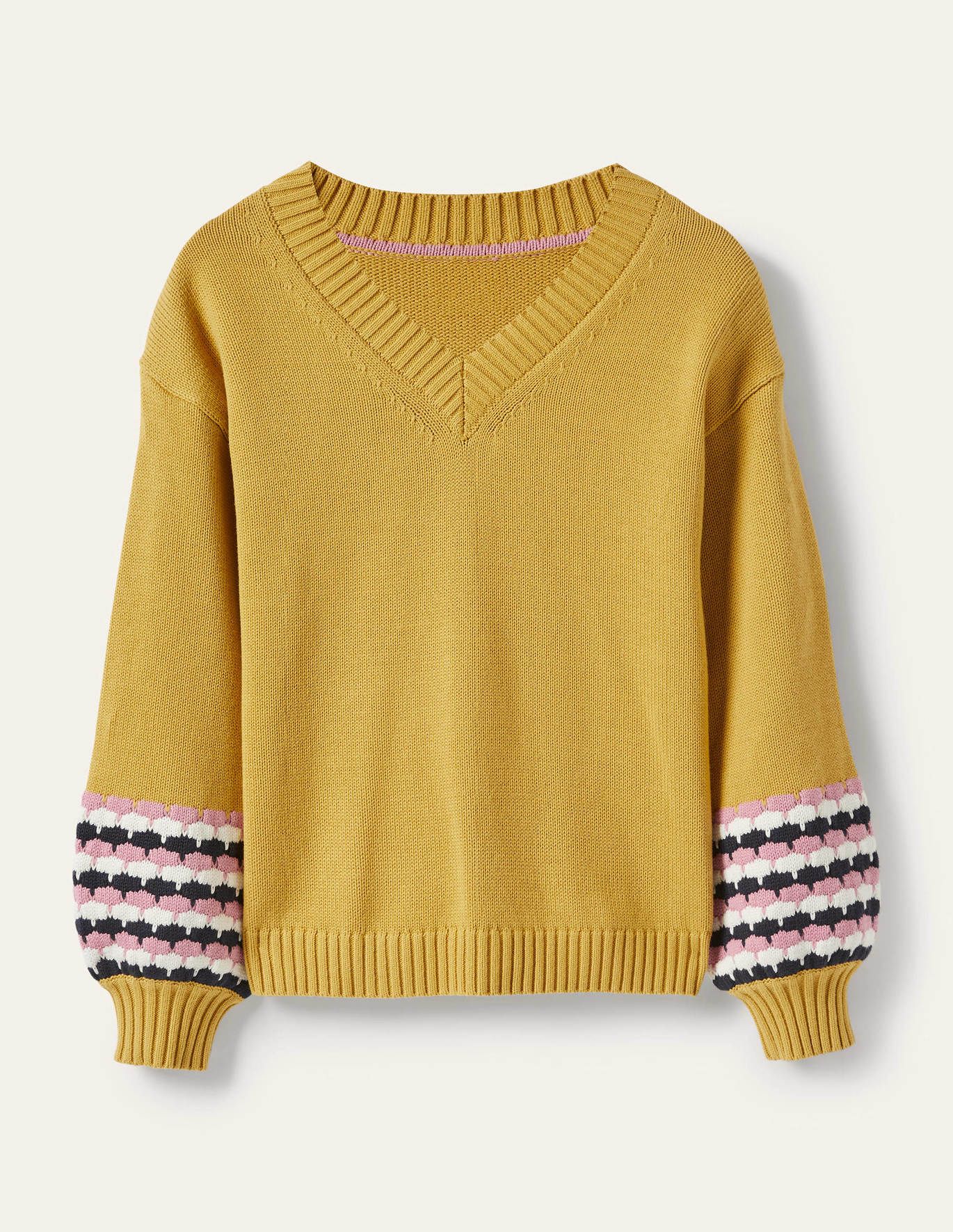 Stitch Cuff V-neck Sweater | Boden (US)