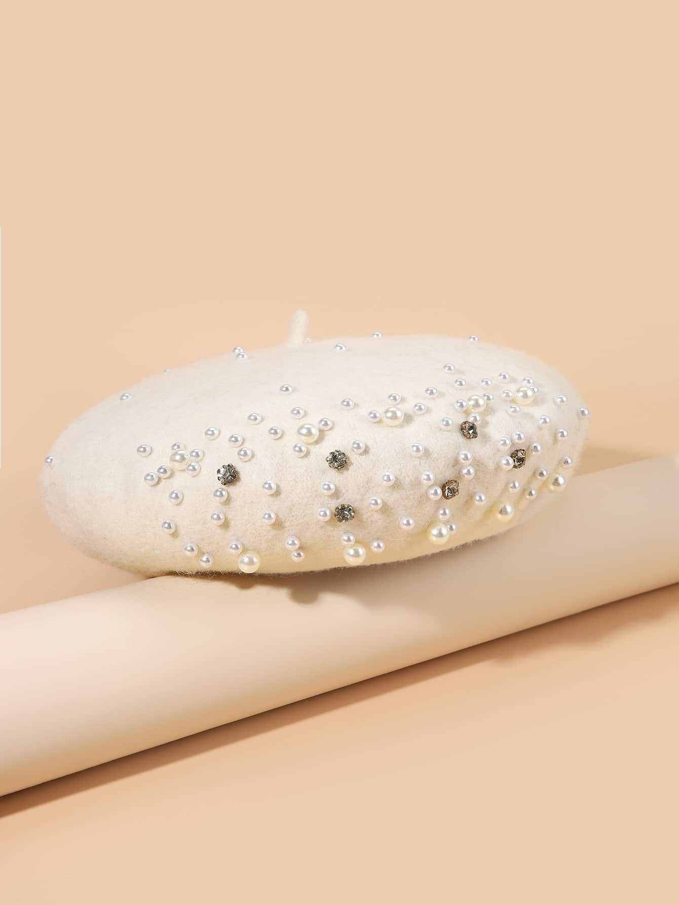 Faux Pearl Decor Wool-mix Beret | SHEIN