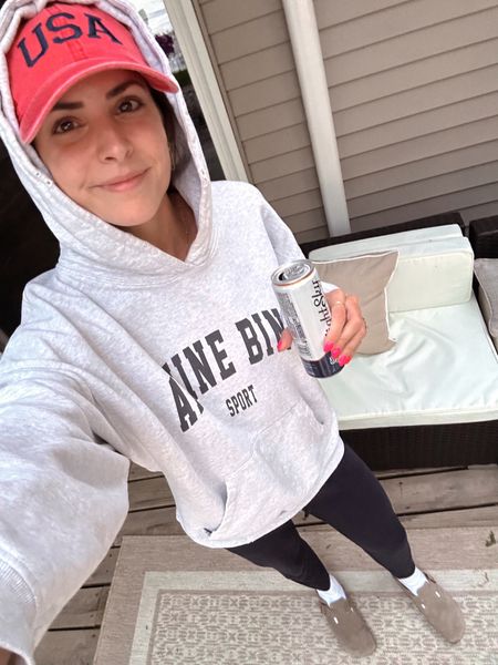 I sized up to a M in this hoodie (my favorite ever!!!) 
Sweats: tts (S) 
Birkenstock clogs: size up if between 

Similar cap linked (old target) 

#LTKtravel #LTKSeasonal #LTKshoecrush