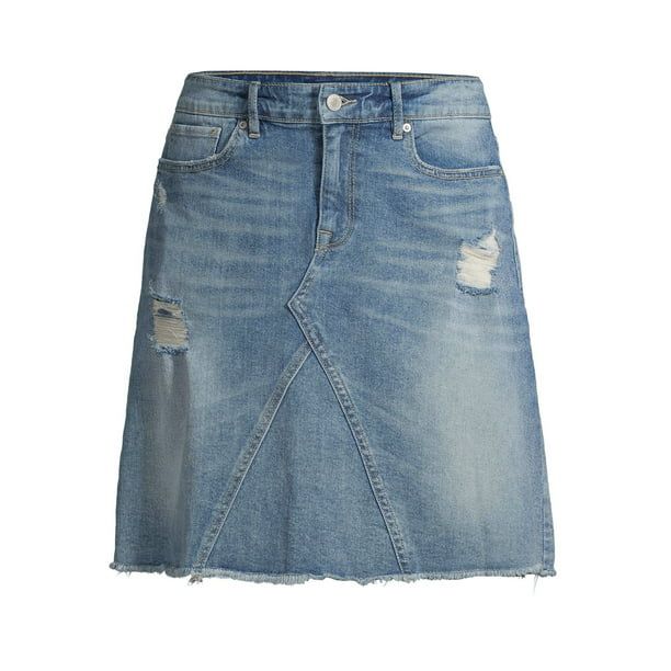 Scoop Women's Destructed A-Line Jean Mini Skirt | Walmart (US)