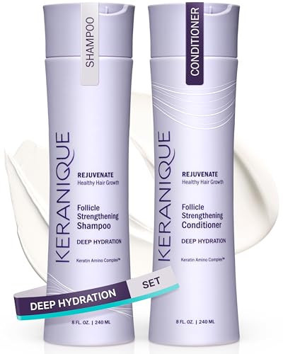 Keranique Hydrating Shampoo and Conditioner Set - Deep Hydration Hair Shampoo and Conditioner for Repairing Natural Moisture with Keratin - Sulfate-Free Intense Hydrator for Dry, Thin, Damaged Hair | Amazon (US)