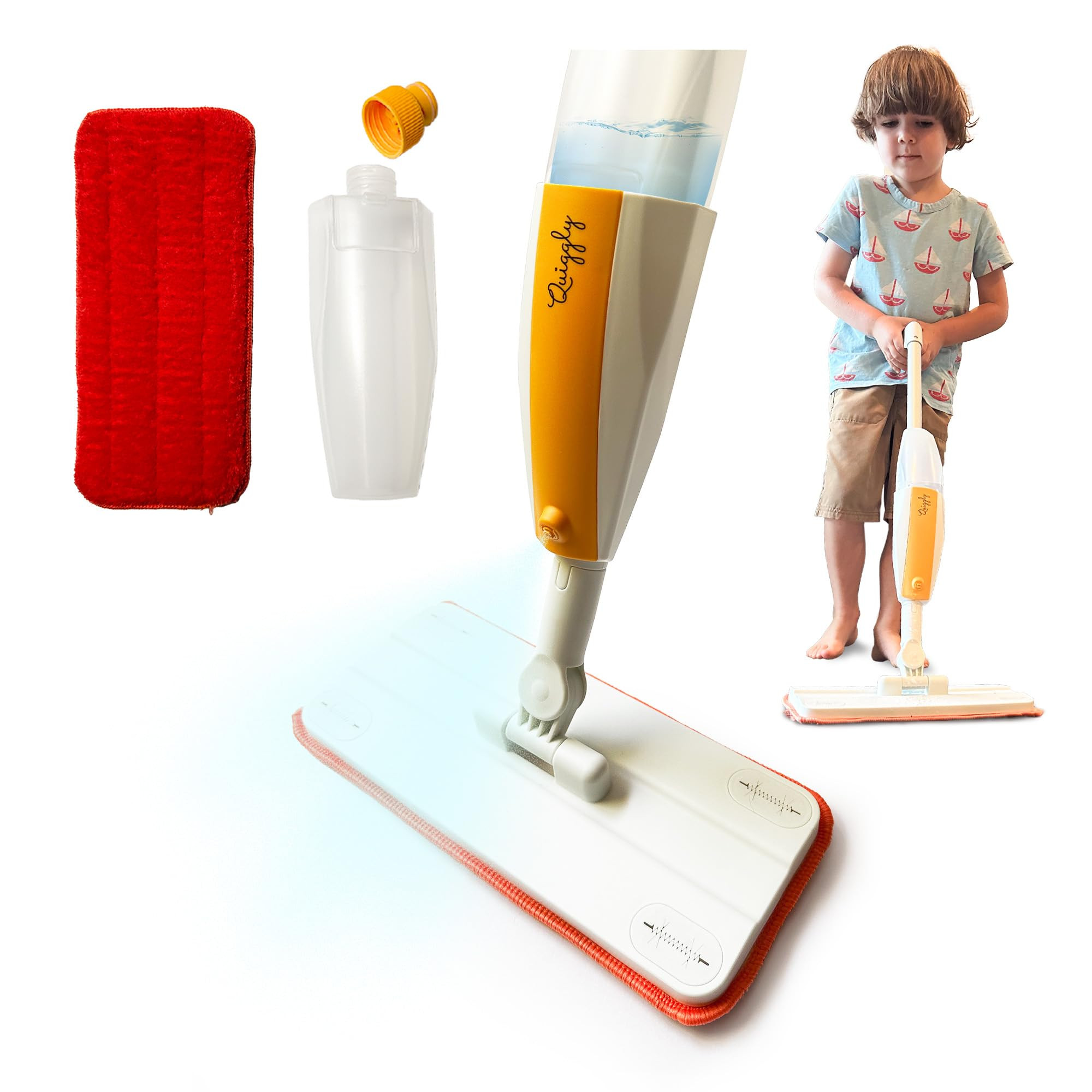 Quiggly Toy Spray Mop for Kids - Toddler Cleaning Set with Real Water Sprayer - Montessori Cleaning Set Mini Sweeper - Educational and Fun Kids Mop - Squeeze and Spray | Amazon (US)