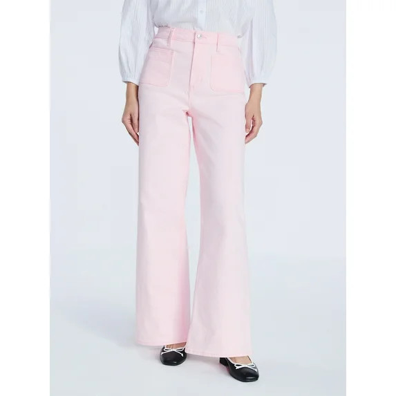 Free Assembly Women's and Women's Plus Wide Leg Jeans with Patch Pockets, 30", 32", and 34" Insea... | Walmart (US)